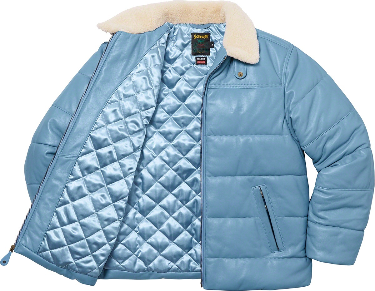 Supreme®/Schott® Shearling Collar Leather Puffy Jacket view 10